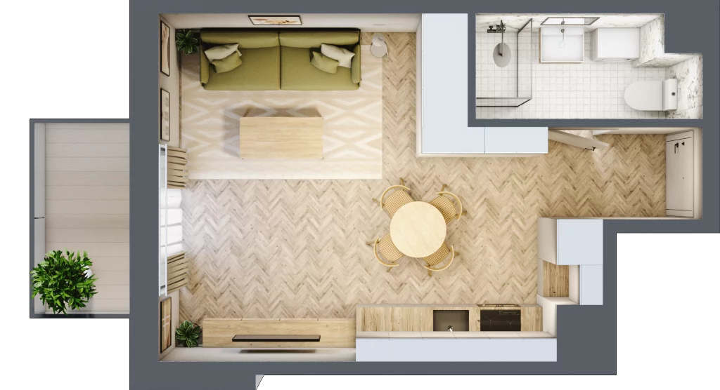 1 pokój, mieszkanie 28,76 m², piętro 1, oferta nr A2, Aleja Mickiewicza, Osielsko, ul. Aleja Mickiewicza 1