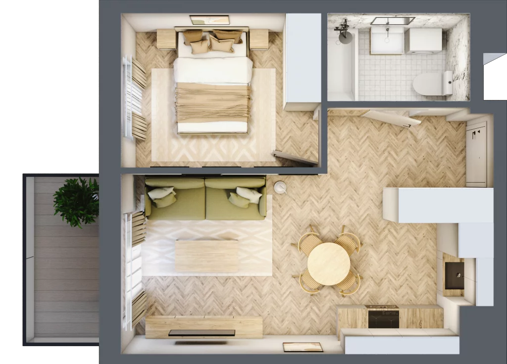 2 pokoje, mieszkanie 34,94 m², piętro 2, oferta nr A51, Aleja Mickiewicza, Osielsko, ul. Aleja Mickiewicza 1