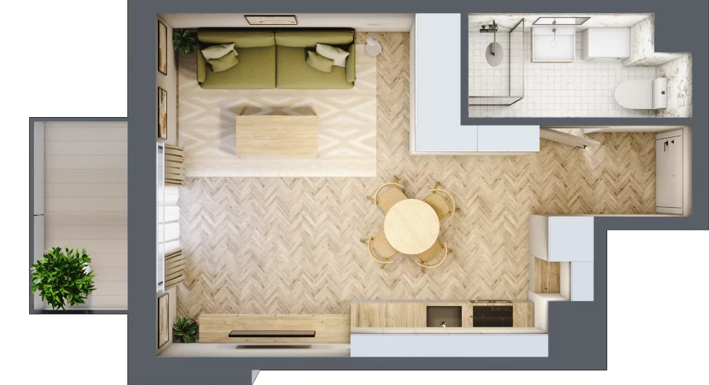 1 pokój, mieszkanie 28,76 m², piętro 3, oferta nr A16, Aleja Mickiewicza, Osielsko, ul. Aleja Mickiewicza 1