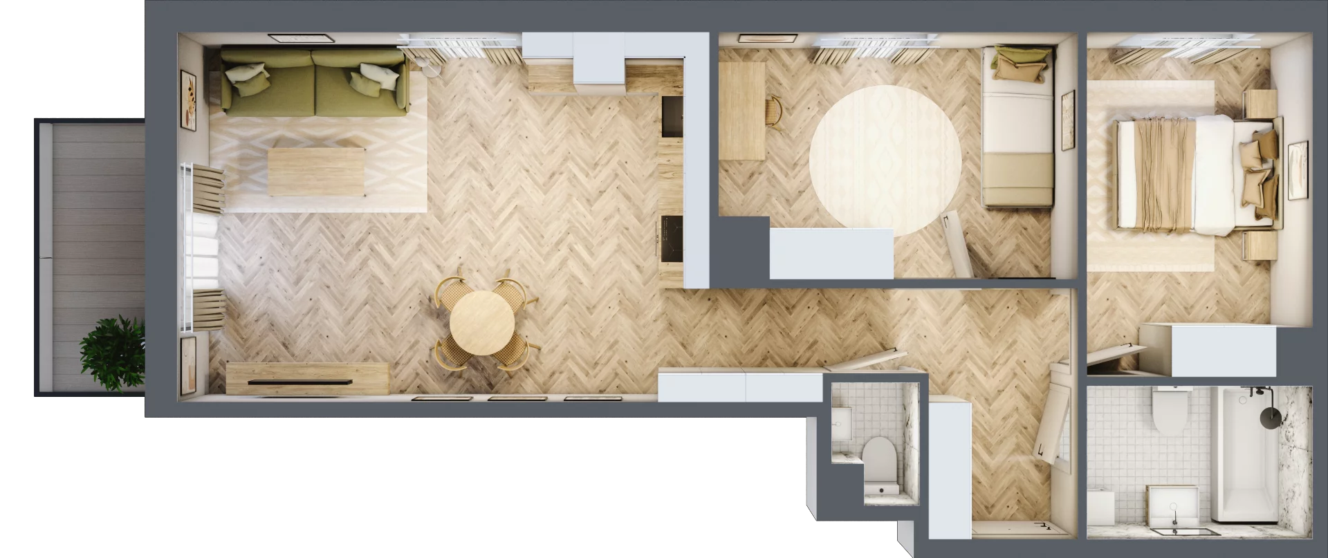 3 pokoje, mieszkanie 62,85 m², piętro 1, oferta nr A7, Aleja Mickiewicza, Osielsko, ul. Aleja Mickiewicza 1