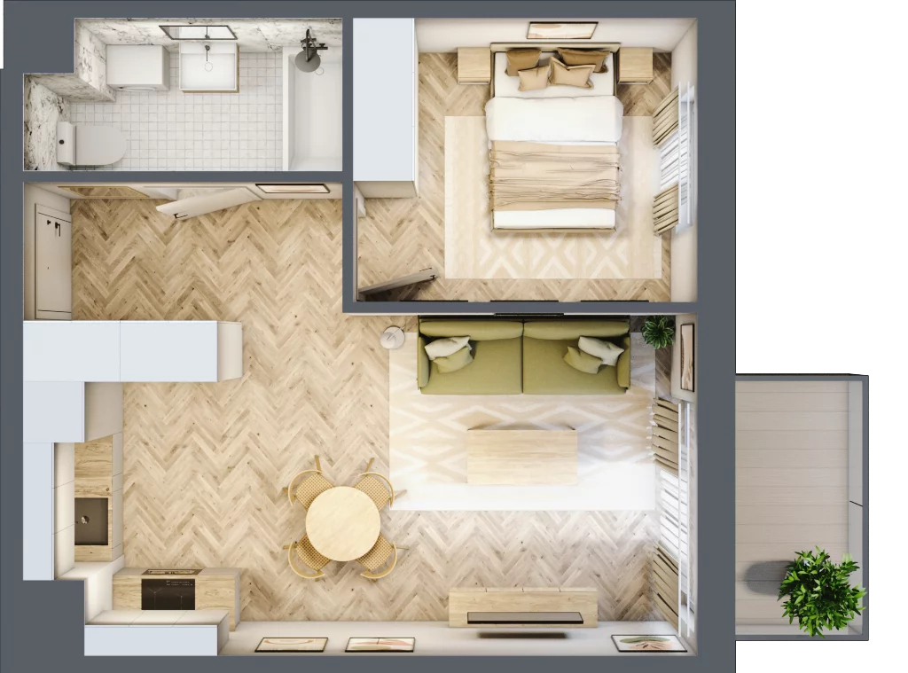 2 pokoje, mieszkanie 39,67 m², piętro 2, oferta nr A40, Aleja Mickiewicza, Osielsko, ul. Aleja Mickiewicza 1