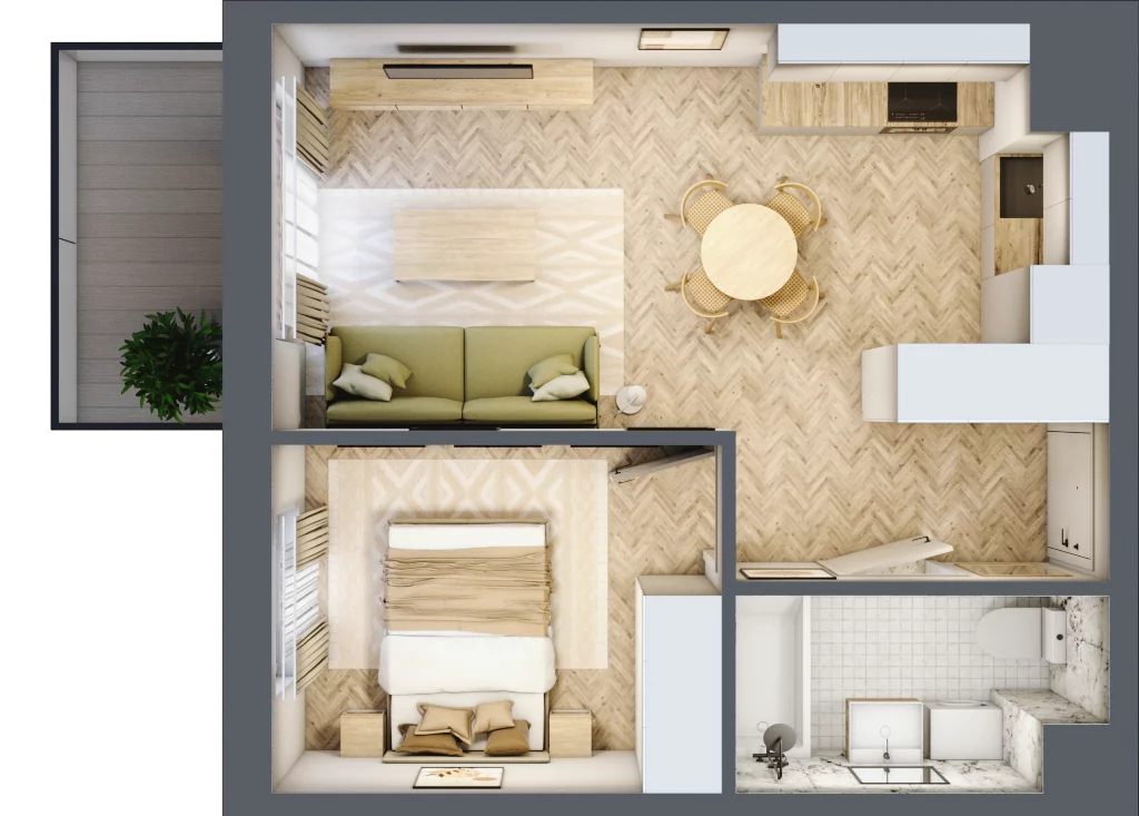 2 pokoje, mieszkanie 35,45 m², piętro 1, oferta nr A35, Aleja Mickiewicza, Osielsko, ul. Aleja Mickiewicza 1