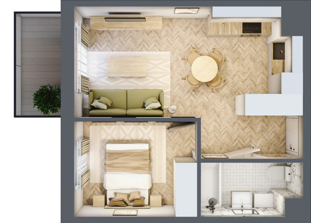 2 pokoje, mieszkanie 35,45 m², piętro 2, oferta nr A50, Aleja Mickiewicza, Osielsko, ul. Aleja Mickiewicza 1