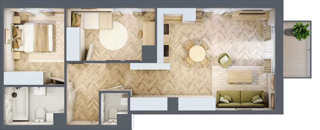 3 pokoje, mieszkanie 59,99 m², piętro 2, oferta nr A39, Aleja Mickiewicza, Osielsko, ul. Aleja Mickiewicza 1