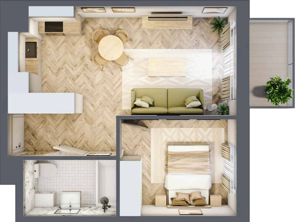 2 pokoje, mieszkanie 37,89 m², piętro 2, oferta nr A45, Aleja Mickiewicza, Osielsko, ul. Aleja Mickiewicza 1