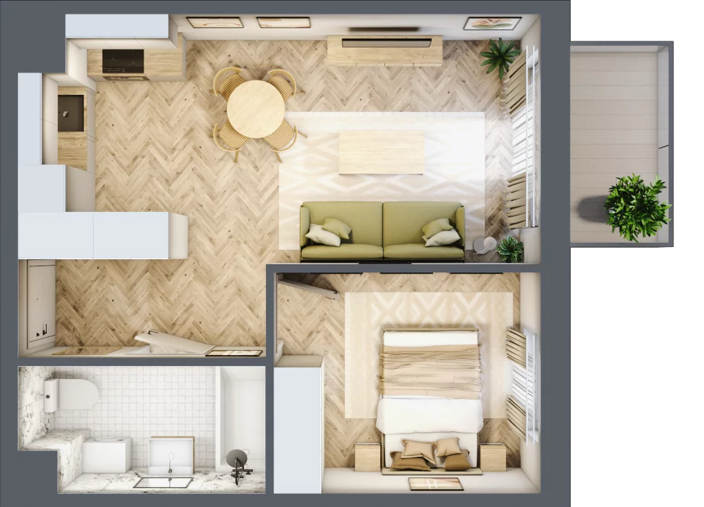 2 pokoje, mieszkanie 38,38 m², piętro 2, oferta nr A44, Aleja Mickiewicza, Osielsko, ul. Aleja Mickiewicza 1