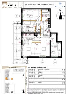 Mieszkanie, 87,73 m², 3 pokoje, piętro 5, oferta nr 103_B63