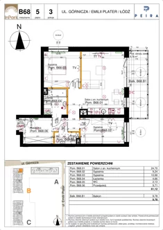 Mieszkanie, 61,12 m², 3 pokoje, piętro 5, oferta nr 108_B68