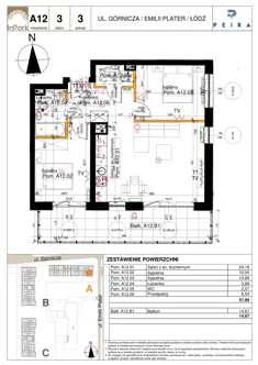 Mieszkanie, 57,89 m², 3 pokoje, piętro 3, oferta nr 12_A12