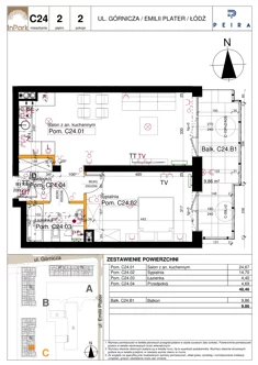 Mieszkanie, 48,46 m², 2 pokoje, piętro 2, oferta nr 134_C24