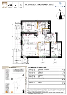 Mieszkanie, 68,15 m², 4 pokoje, piętro 2, oferta nr 136_C26