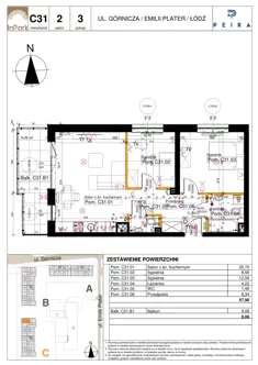 Mieszkanie, 57,90 m², 3 pokoje, piętro 2, oferta nr 141_C31