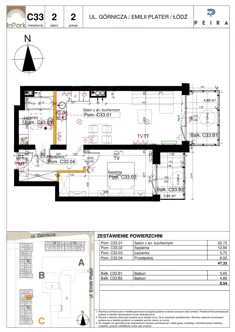 Mieszkanie, 47,33 m², 2 pokoje, piętro 2, oferta nr 143_C33