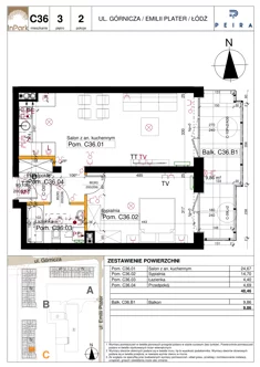 Mieszkanie, 48,46 m², 2 pokoje, piętro 3, oferta nr 146_C36