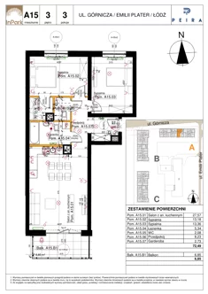 Mieszkanie, 72,49 m², 3 pokoje, piętro 3, oferta nr 15_A15