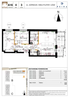Mieszkanie, 57,48 m², 3 pokoje, piętro 4, oferta nr 16_A16