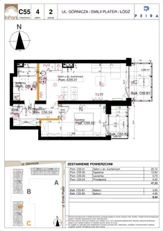 Mieszkanie, 47,33 m², 2 pokoje, piętro 4, oferta nr 165_C55