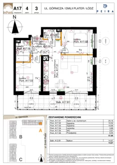Mieszkanie, 57,89 m², 3 pokoje, piętro 4, oferta nr 17_A17