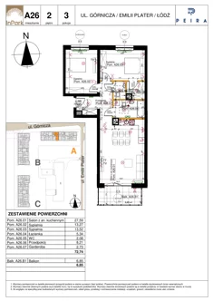 Mieszkanie, 72,74 m², 3 pokoje, piętro 2, oferta nr 26_A26