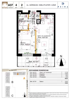 Mieszkanie, 36,95 m², 2 pokoje, piętro 4, oferta nr 37_A37