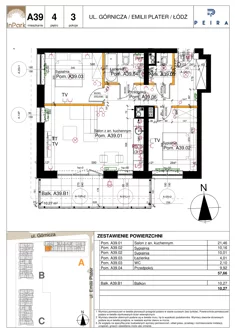 Mieszkanie, 57,66 m², 3 pokoje, piętro 4, oferta nr 39_A39