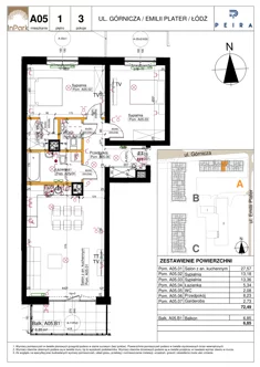 Mieszkanie, 72,49 m², 3 pokoje, piętro 1, oferta nr 5_A05