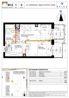 Mieszkanie, 39,35 m², 2 pokoje, piętro 1, oferta nr 52_B12