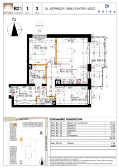 Mieszkanie, 61,12 m², 3 pokoje, piętro 1, oferta nr 61_B21