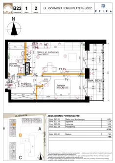 Mieszkanie, 42,46 m², 2 pokoje, piętro 1, oferta nr 63_B23