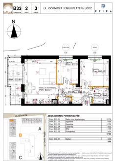 Mieszkanie, 57,90 m², 3 pokoje, piętro 2, oferta nr 73_B33