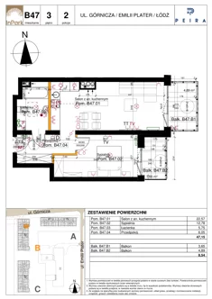 Mieszkanie, 47,15 m², 2 pokoje, piętro 3, oferta nr 87_B47