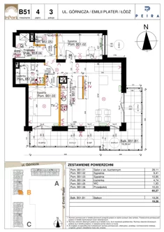 Mieszkanie, 65,27 m², 3 pokoje, piętro 4, oferta nr 91_B51
