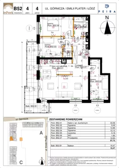 Mieszkanie, 87,73 m², 4 pokoje, piętro 4, oferta nr 92_B52