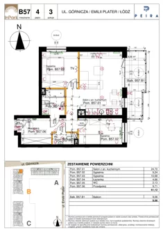 Mieszkanie, 61,12 m², 3 pokoje, piętro 4, oferta nr 97_B57