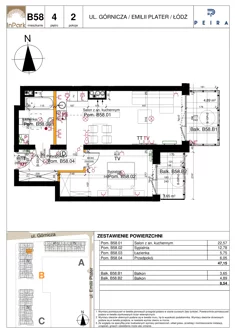 Mieszkanie, 47,15 m², 2 pokoje, piętro 4, oferta nr 98_B58