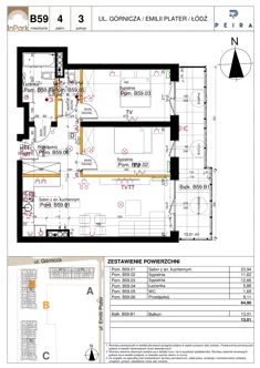 Mieszkanie, 64,90 m², 3 pokoje, piętro 4, oferta nr 99_B59