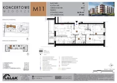 Mieszkanie, 56,96 m², 3 pokoje, piętro 1, oferta nr B1-11