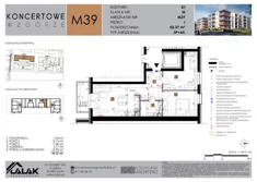 Mieszkanie, 55,37 m², 3 pokoje, piętro 1, oferta nr B1-39