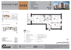 Mieszkanie, 54,93 m², 3 pokoje, piętro 2, oferta nr B1-44