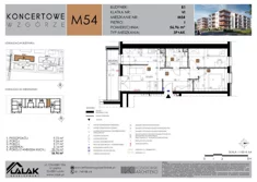 Mieszkanie, 56,96 m², 3 pokoje, piętro 1, oferta nr B1-54