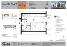 Mieszkanie, 43,70 m², 2 pokoje, piętro 2, oferta nr B1-62