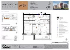 Mieszkanie, 46,08 m², 3 pokoje, parter, oferta nr B2-34