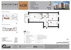 Mieszkanie, 53,94 m², 3 pokoje, piętro 1, oferta nr B2-38