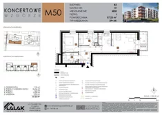 Mieszkanie, 57,23 m², 3 pokoje, piętro 1, oferta nr B2-50