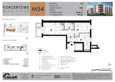 Mieszkanie, 49,68 m², 3 pokoje, piętro 1, oferta nr B2-54