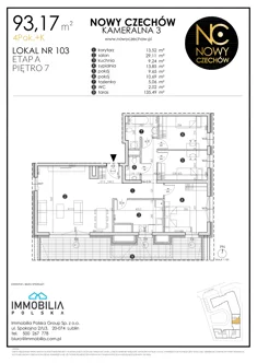 Mieszkanie, 93,17 m², 4 pokoje, piętro 7, oferta nr 103