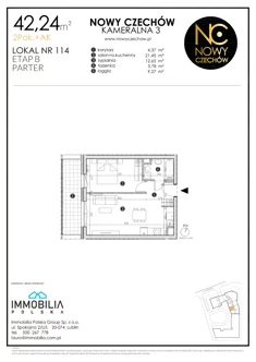 Mieszkanie, 42,24 m², 2 pokoje, parter, oferta nr 114
