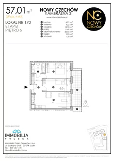 Mieszkanie, 57,01 m², 3 pokoje, piętro 6, oferta nr 170