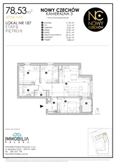 Mieszkanie, 78,53 m², 4 pokoje, piętro 8, oferta nr 187