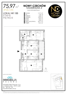 Mieszkanie, 75,97 m², 4 pokoje, piętro 8, oferta nr 188